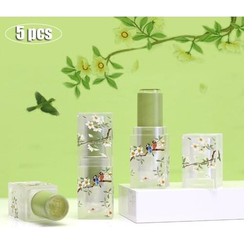 5pcs 12.1mm 3D Print DIY Makeup Tools Lipstick Empty Tube Matte Transparent Lip Balm Containers Jars Empty Shell Packaging