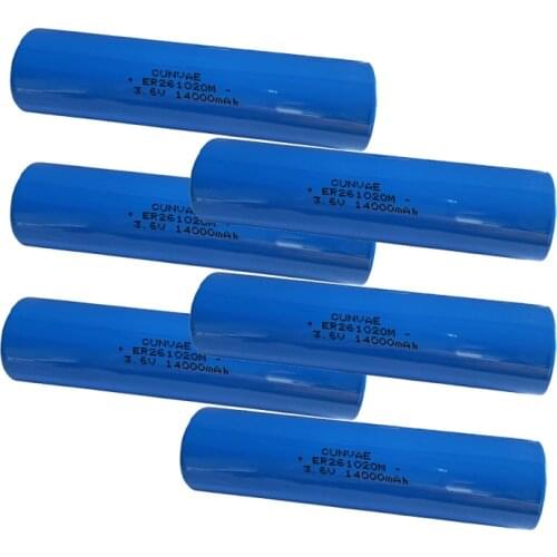 6Pcs 3.6V ER 261020 Lithium Battery ER261020 ER261020M 14000mAh Li-SOCl2 High Drain Battery for water meter electricity meter
