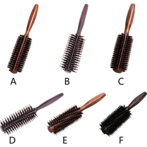 6 Types Straight Twill Hair Comb Natural Boar Bristle Rolling Brush Round Barrel Blowing Curling DIY Hairdressing Styling Tool