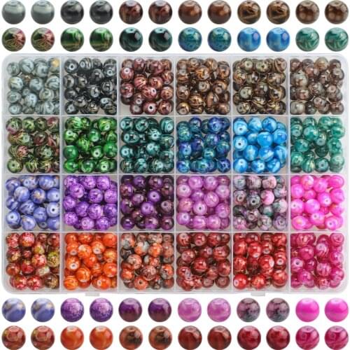 600Pcs/Box 8mm Natural Round Stone Tiger Eye Amazonite Garnet Agates Angelite Quartz Lava Beads For Jewelry Making DIY Bracelet