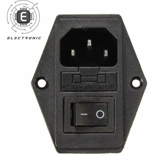 3D Printer Accessories 3 In 1 Fuse Power Socket Black 3Pin Male Power Socket Switch Plug 220V 10A