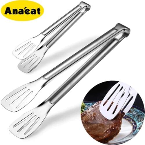 ANAEAT 1pc 304 stainless steel food tongs cooking tools heat-proof bread tongs pastry tongs barbecue kitchen tools