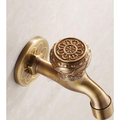 Free Shipping Good Quality Short Shape Antique bronze Dragon carved Tap Garden Bibcock washing machine faucet Outdoor Tap GI123