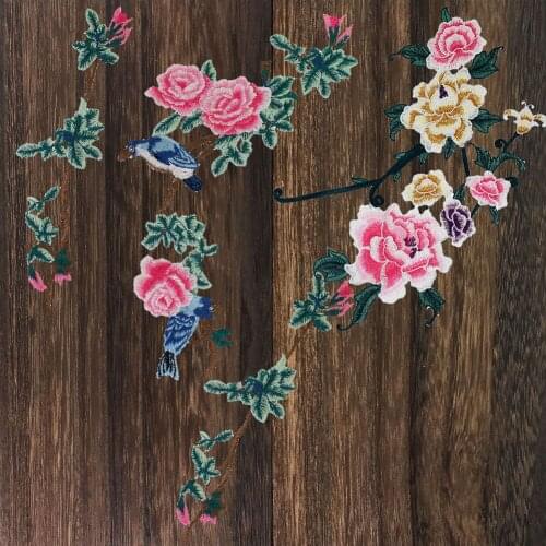 Large Flower Embroidery Applique Patches Sew on Pacthes Lace Fabric Motif Clothes Decorated DIY Sewing Supplies T2810