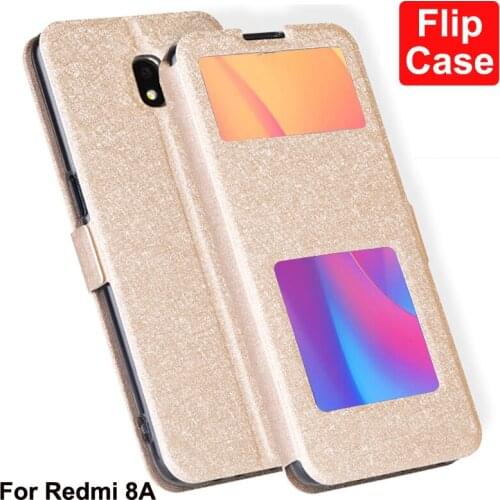 Open Window Shell For xiaomi redmi 8A Case redmi8A flip PU Leather phone cases for xiaomi red mi 8A back cover stand case coque