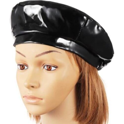 Women PU Leather French Style Vintage Beret Hat Adjustable PU Leather Painter Beret Cap Hat Women Faux Leather Beret Cap