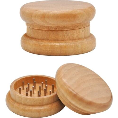 1 Pc Wooden Herb Grinder For Smashing Tobacco Dried Herbal Spices Pipe Weed Accessories 54MM 2 Layer Chopper Gift For Smoking