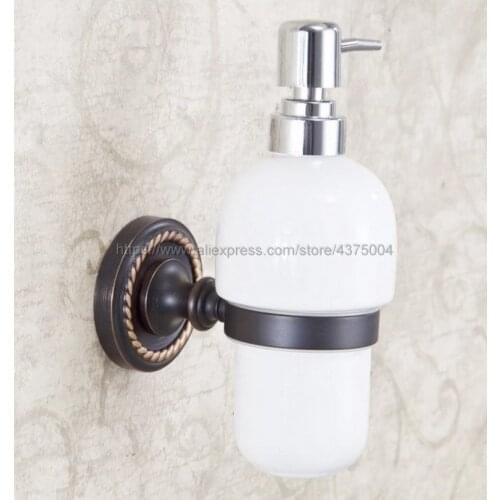 Oil Rubbed Bronze Bathroom and Kitchen Ceramic bottle liquid Soap Dispenser Wall Mounted Soap dispensers Holder rack Nba218