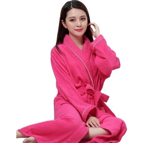 Women Men Cotton Terry BathRobes all seasons couple Robe hotel bathrobe soft breathable absorbent sleepwear Night-gown hombre