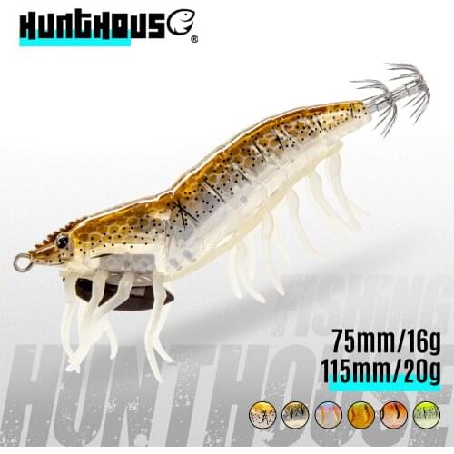 Hunthouse squid jigs 75mm 16g fihsing lure 3D HYBRID SHRIMP EGI shrimp lure Hard Bait Luminous Squid Jig