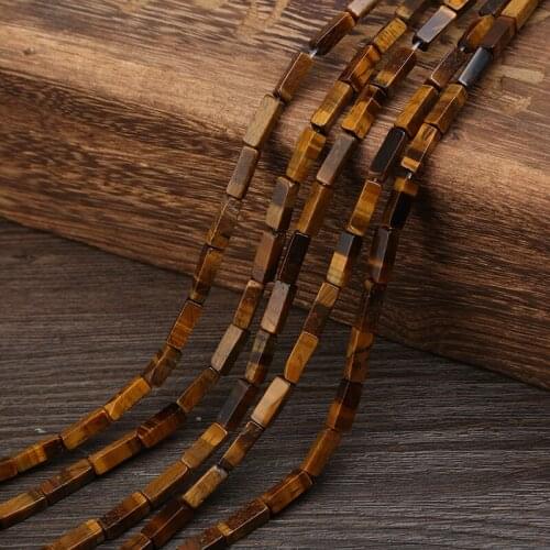 KANGKANG Classic shape 4x4x13 mm Cuboid tiger eye Natural Stone Bead For Jewelry Making Handmade DIY charm Bracelet Necklace 15