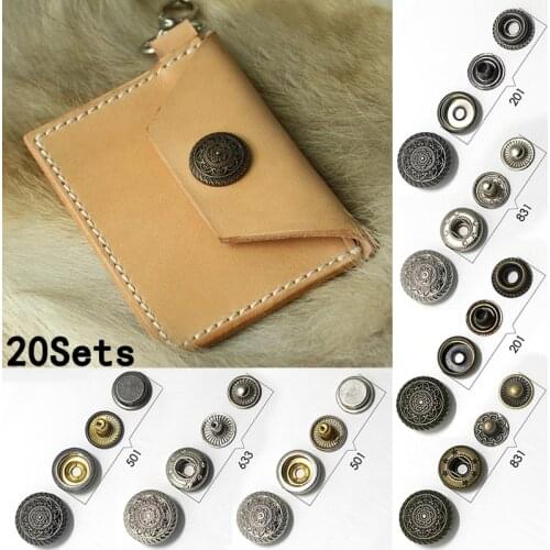 New High Quality 20sets/lot 15mm Metal brass Press Studs Sewing Button Snap Fasteners Sewing Leather Craft Clothes Bags Garment