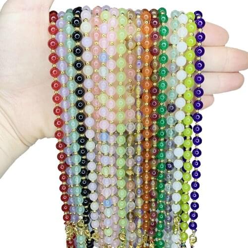 Short Chain Necklace for Women Natural Stone Quartzs Fluorite Tourmaline Crystal Olive Amethysts Beads Choker Clavicle 40cm B497