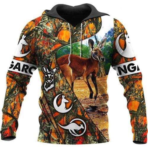 Beautiful kangaroo 3D print fashion casual Sweatshirt zipper pants Street hip hop hoodie-03