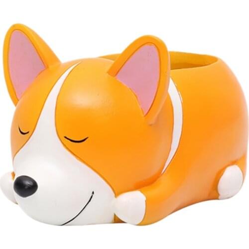 Creative Cartoon Dogs Flower Vase Resin Succulent Cute Sleeping Animal Shape for Mini Flower Pot Desktop Pot Home Office Bonsai