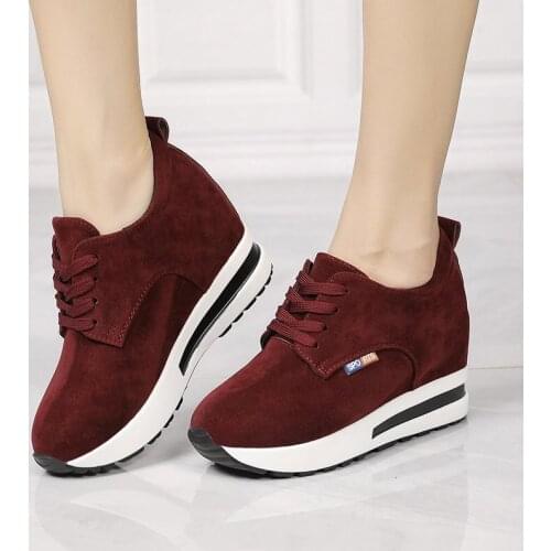 Women Fashion Vulcanized Shoes Ladies Zipper High Heels Footwear Female Flock Thick Bottom Womens Sneakers Shoe 2021