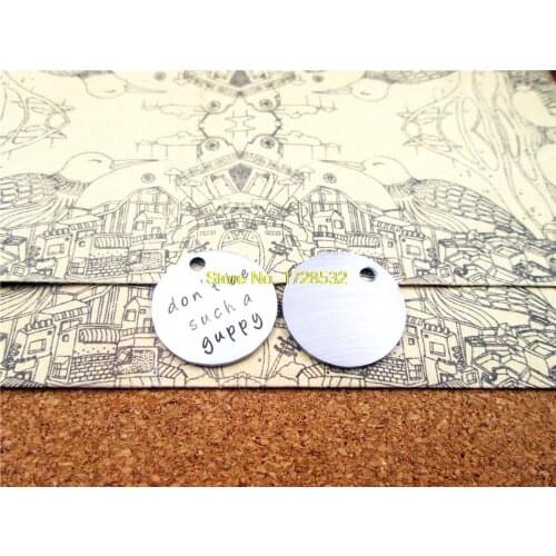 20pcs--20mm stainless steel circle round "don't be such a guppy"one side DIY Charms Pendants