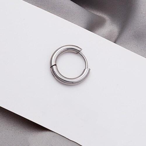 1 PCS Small Round Hoop Earrings For Women Men Simple Stainless Steel Geometric Jewelry Ear Buckle Earings
