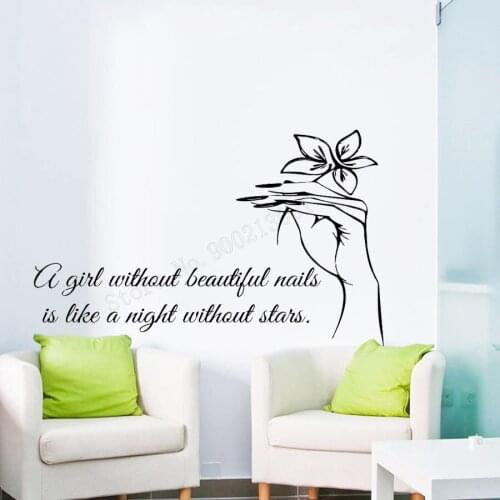 Art Salon Sticker Nails Room Decorative Quotes Wall Sticker Removeable Decor Baeaty Salon Girls Women Decal Mural Flowers LY53