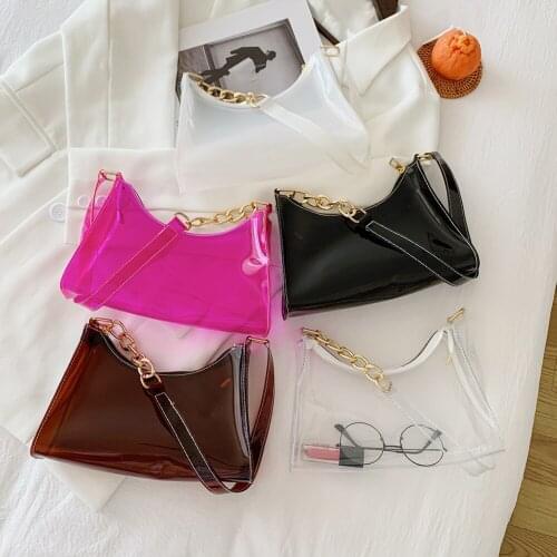 Fashion Womens Bag Transparent Chain Small Shoulder Underarm Bags for Women Casual Ladies Luxury Designer Shopper Handbags