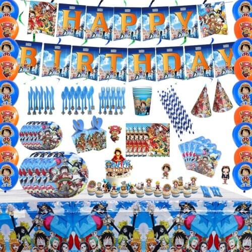 Cartoons ONE PIECE Pirate 1.1*1.8M Birthday Party Decoration Kids Supplies Disposable Tableware Tablecloth Boy Baby Shower