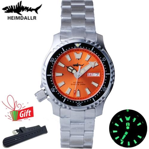 Heimdallr Mens Automatic Diving Watch Sapphire C3 Super Luminous 200m Waterproof Japan NH36A Movement Mechanical Watches Men