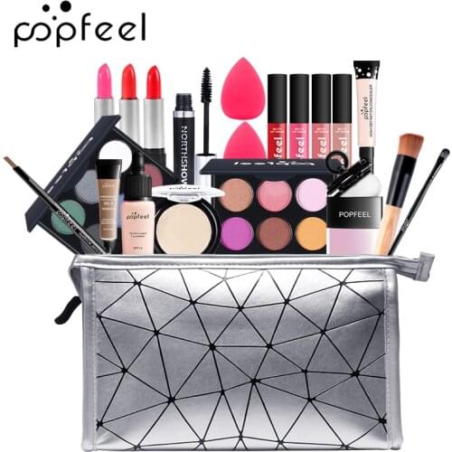 POPFEEL 20/15pcs Makeup Set For Beginners ALL IN ONE Full Starter Makeup Kit Lipstick,Concealer,EyeShadow,brush Hot SellingTSLM1