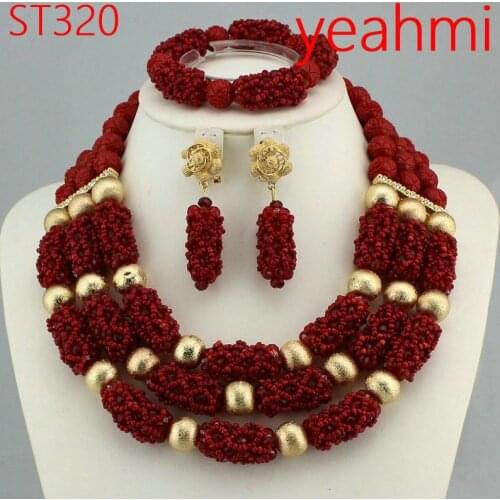 Real Coral Beads Nigerian Wedding Couple Jewelry Sets Original Coral African Bridal Costume Party Jewelry Bride and Groom ST320