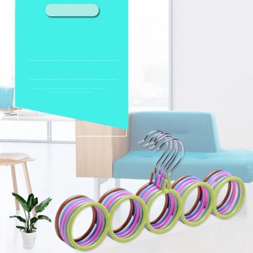 Non-slip 5Hole Ring Scarves Holder Save Space Closet Organizer Wardrobe Storage Holder Display Circle Multi-Function Racks