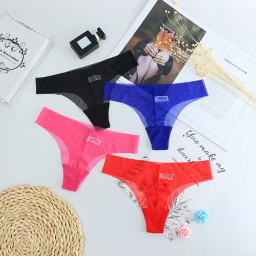 2019 New Thong Womens Mesh No Trace One-piece Ultra-thin Ladies Panties Sexy Solid Color Low Waist G-String For Women