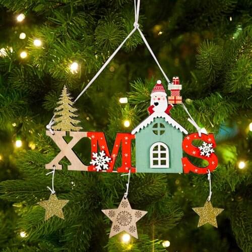 New Year Wooden Christmas Ornaments Pendants Hanging Gifts Xmas Tree Decor Home Decoration