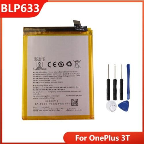 Original Phone Battery BLP633 For OnePlus 3T One Plus 3T Replacement Rechargable Batteries 3400mAh With Free Tools