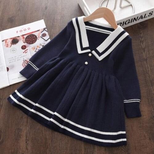 Autumn Winter Girl Advanced Dress Children Clothes Kids Dresses for Girl Party Dress Bow Knitted Sweater Toddler Girl Vest Dress