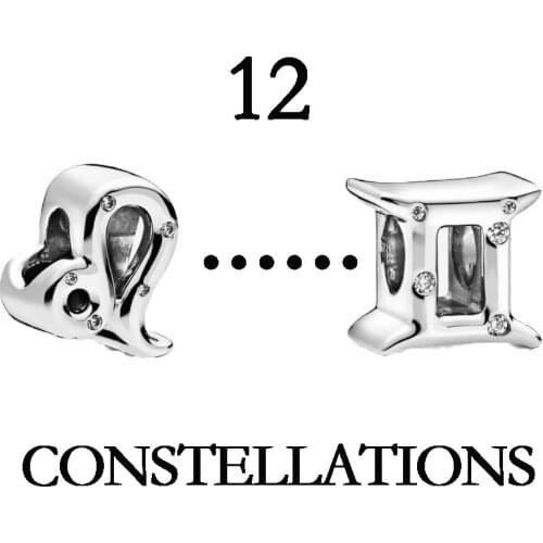 Fit Original Pandora Bracelets 12 Constellations Beads Classic Style 925 Sterling Silver Charms All-match Women DIY Jewelry