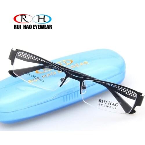 Half Rimless Glasses Frame Alloy Eyeglasses Frames Men Rectangular Design Prescription Spectacles Rui Hao Eyewear Brand oculos