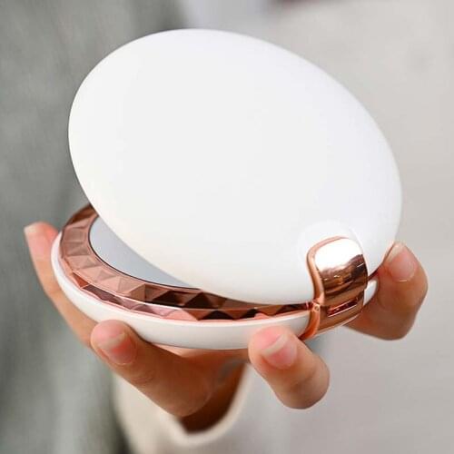 Portable Cosmetic LED Makeup Mirror Light Hand Warmer Rechargeable Power Bank 3X Magnifying Make-up Folding Beauty Mirror Lamp