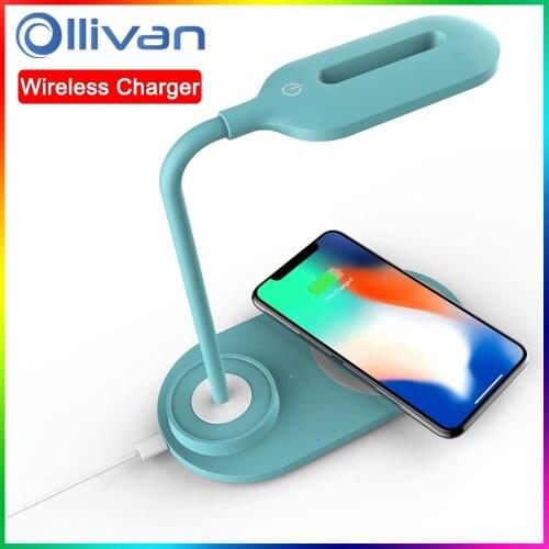 Qi Wireless Charger 2in1 10W Wireless Charger Dock Station For Apple iPhone 12 S Pro Max AirPods Fast Charging With Night Light