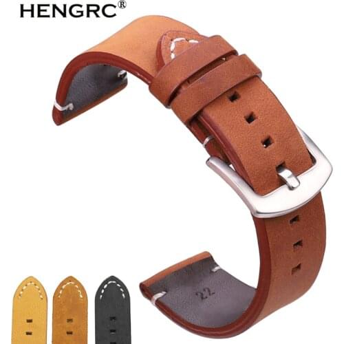 Watchbands 18 20 22mm Italian Genuine Leather Dark Brown Black Man Women Handmade Vintage Wrist Watch Band Strap Metal Buckle