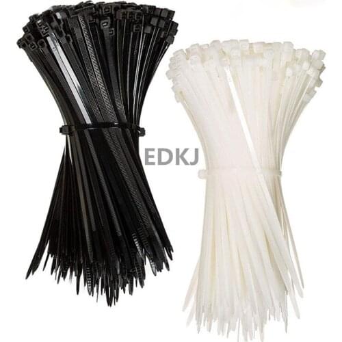 100pcs 3.6x 200mm Self-Locking Network Nylon Plastic Fasten Zip Trim Binding Wrap Strap Cable Loop Ties Wire Organiser