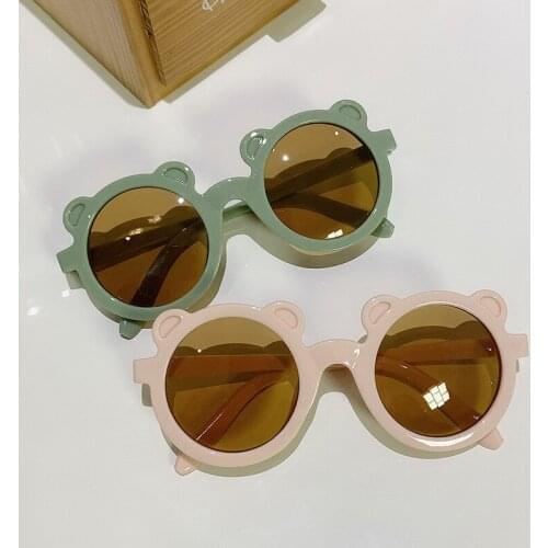 New Cartoon Lovely Kids Sunglasses Bear Shape Frame Girls Children Sun Glasses Round Street Beat Baby Boy Eyeglasses Cute Shades