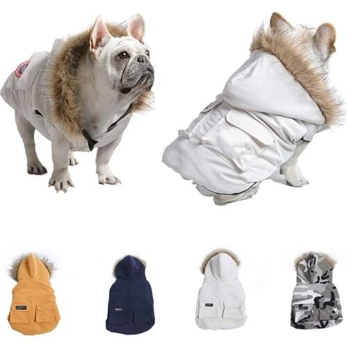Winter Parka Snowsuit Designer Dog Hoodie Clothes For Small Medium Dog Pet Puppy Luxury Coat Pug Jacket French Bulldog Outfit
