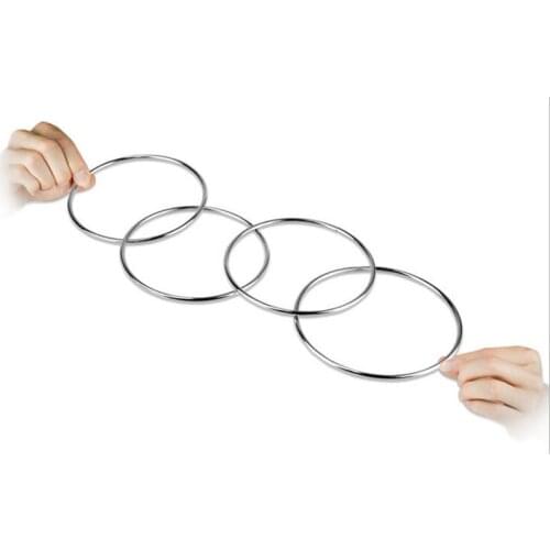 1sets Four Connected Linking Rings 4 Linking Rings Steel Pipe diameter 10cm street Magic Tricks Magic Props 81487