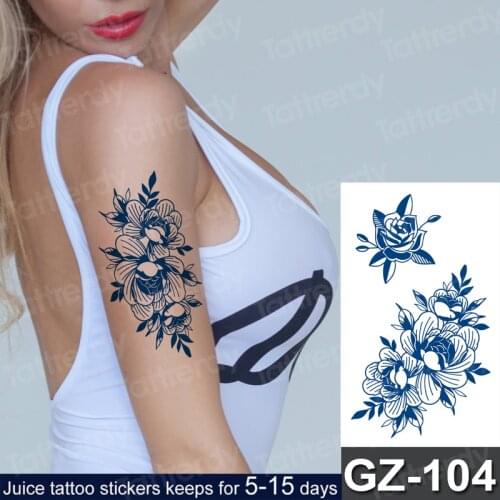 1sheet Herbal Extracts Juic Tattoos Body Art Totem arm rose flowers Waterproof Temporary Tattoo Sticker For Men Women geisha