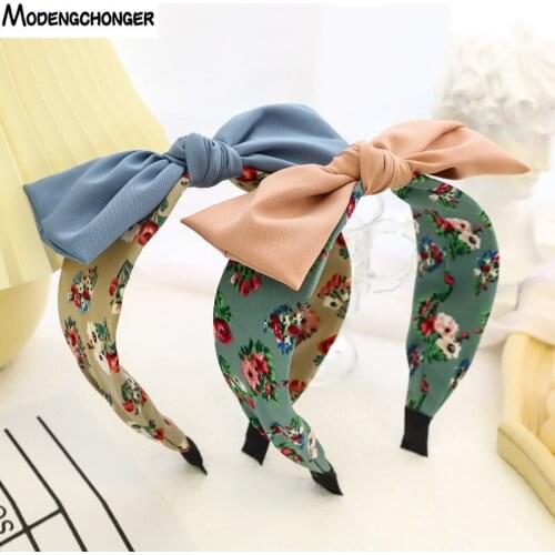 1PC Fashion Vintage Big Bow Bezel Hairband For Women Headband Girls Hoop Hair Accessories Printed Bow Headband Hairband Headwear