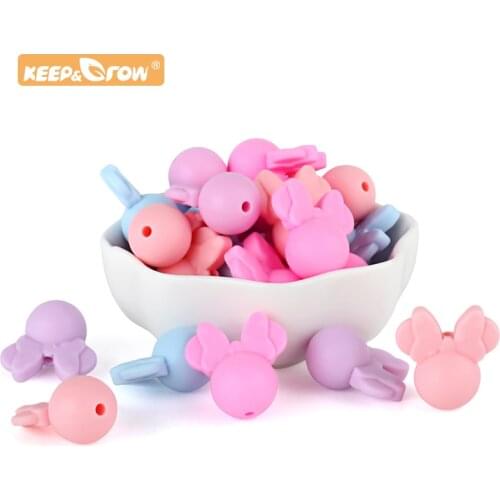 10pcs Baby Silicone Beads Cartoon Mouse Shape Beads Animal Food Grade Silicone Teething Beads Toys Nursing For Necklaces Pacifie