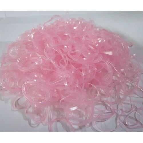 1000pcs/lot M size Clear Pink Rubber Band Horse Hair Braid Bow bands for Electronics,Hair Braids,Dog Grooming