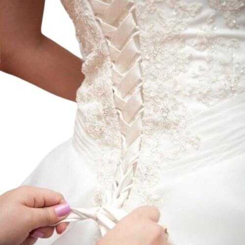 118Inch Wedding Dress Zipper Replacement Adjustable Corset Back Kit Lace-Up Satin Ribbon Ties for Bridal Banquet Evening Gown
