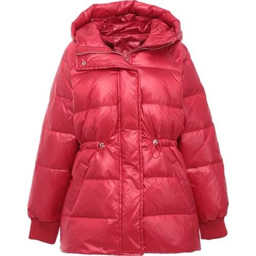 2020 Winter Glossy Bright 80% White Duck Down Jacket Womens Hooded Coat Female Thick Warm Slim Parkas Ladies Feather Down Coats