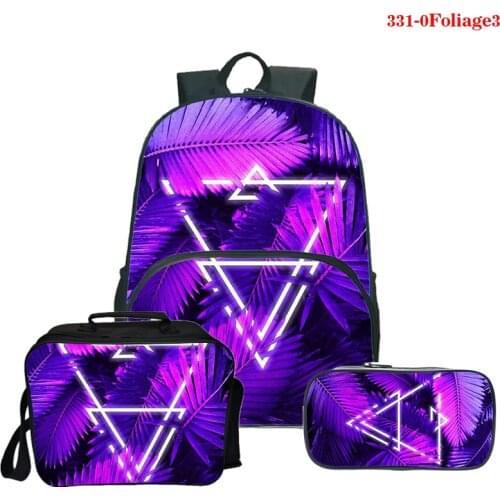 3D Mochila Anime Bookbag Nature Foliage Shine Backpack Kids 3set Pencil Case Shoulder Bag for Boys School Bags for Teenage Girls