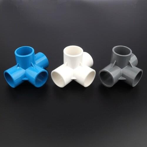 5pcs/lot 40mm PVC Connectors Stereoscopic 4Ways Aquarium Tank Water Supply Adapter Drip Irrigation Fittings Water Pipe Joints